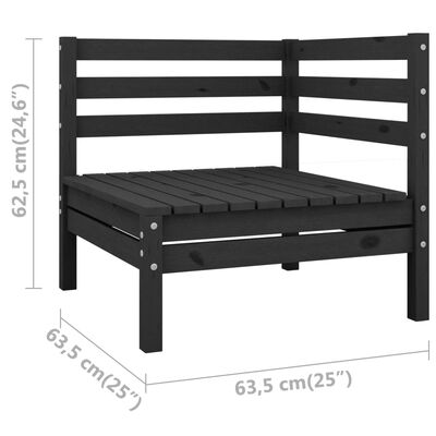 vidaXL Canapé d'angle de jardin noir bois de pin massif