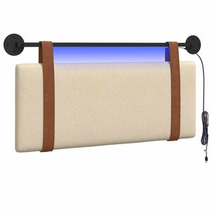vidaXL T&ecirc;te de lit suspendue Avec lumi&egrave;re LED Cr&egrave;me PU antique