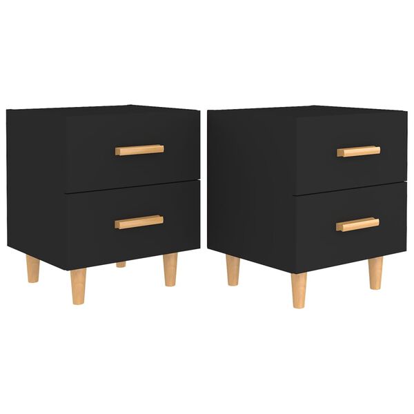 vidaXL Tables de chevet 2 pcs Noir 40x35x47,5 cm