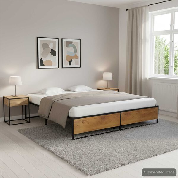 vidaXL Cadre de lit sans matelas noir métal 200x200 cm