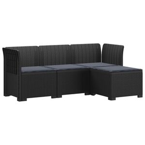 vidaXL Canap&eacute; de jardin 4 places avec coussins style rotin PP