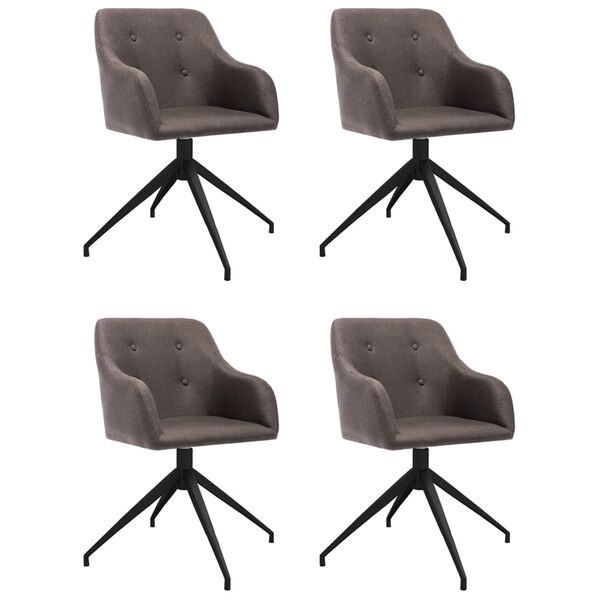 vidaXL Chaises pivotantes &agrave; manger lot de 4 taupe tissu