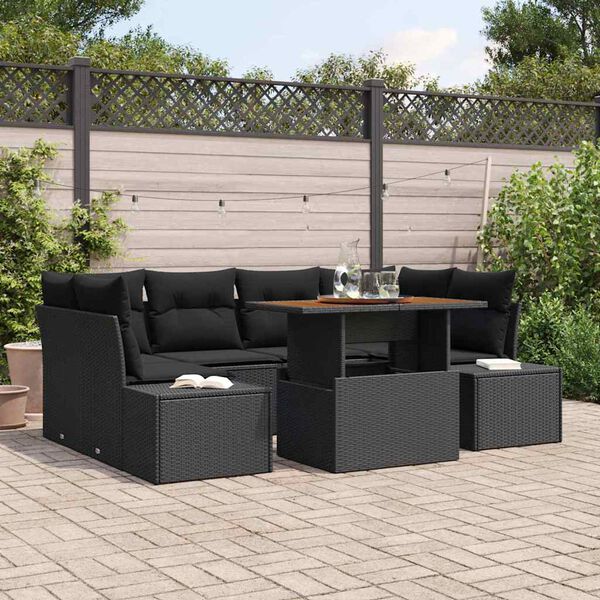 vidaXL Ensemble de salle &agrave; manger pour jardin 7 pcs Noir et Marron