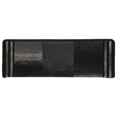 vidaXL Tapis d'escalier autocollants 15 pcs 65x21x4 cm Noir et gris