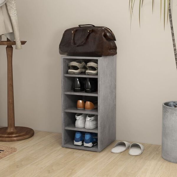 vidaXL Armoire &agrave; chaussures Gris b&eacute;ton 31,5x35x70 cm Bois d'ing&eacute;nierie
