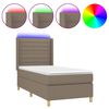 vidaXL Sommier &agrave; lattes de lit matelas et LED Taupe 80x200cm Tissu