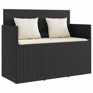 vidaXL Banc de jardin avec coussins noir r&eacute;sine tress&eacute;e