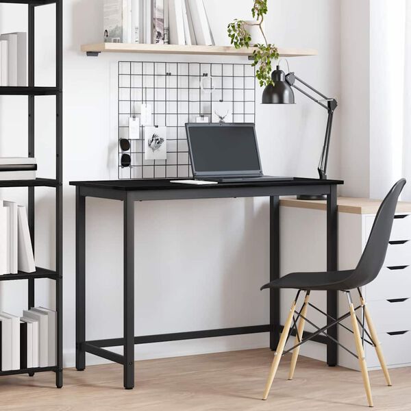 vidaXL table Ch&ecirc;ne noir 80 x 50 x 76,5 cm Bois d'ing&eacute;nierie et acier