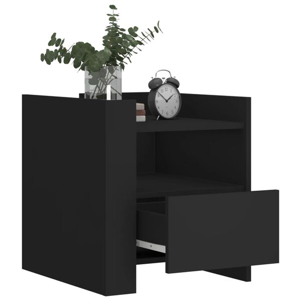 vidaXL Table de chevet noir 45x50x50 cm bois d&rsquo;ing&eacute;nierie