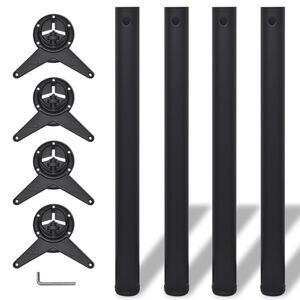 vidaXL 4 pieds de table r&eacute;glables en hauteur 710 mm Noir