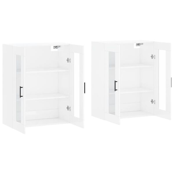 vidaXL Armoires murales 2 pcs blanc brillant bois d'ing&eacute;nierie