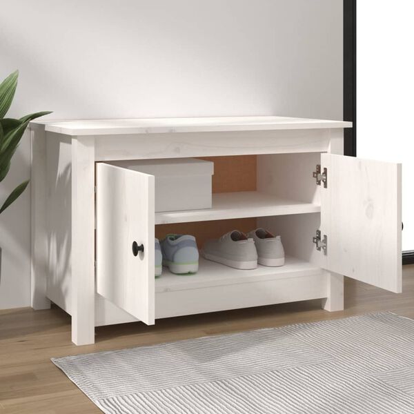 vidaXL Armoire à chaussures Blanc 70x38x45,5 cm Bois de pin massif