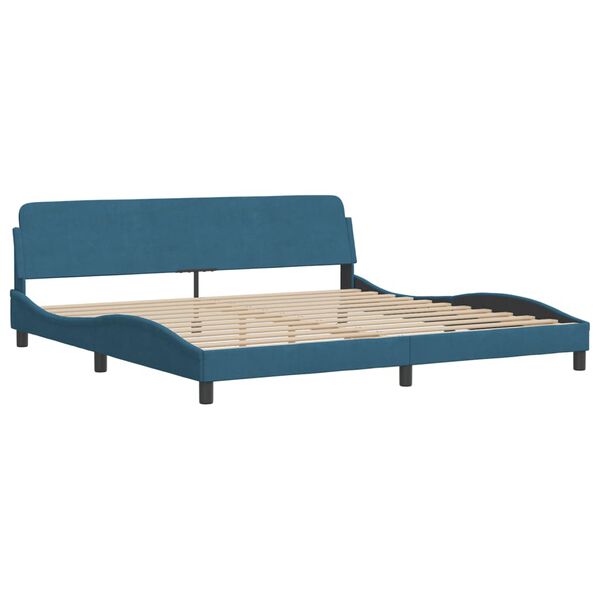 vidaXL Lit avec matelas Hanko bleu 200x200 cm velours