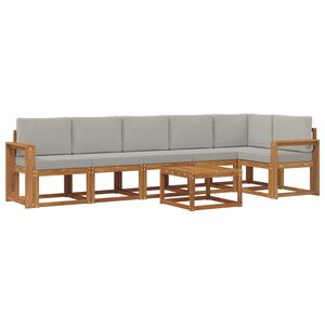 vidaXL Ensemble de canap&eacute;s d'ext&eacute;rieur 7 pc Gris Naturel et Clair