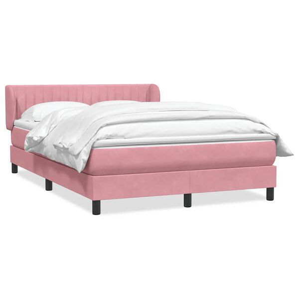 vidaXL Sommier &agrave; lattes de lit avec matelas rose 160x210 cm velours