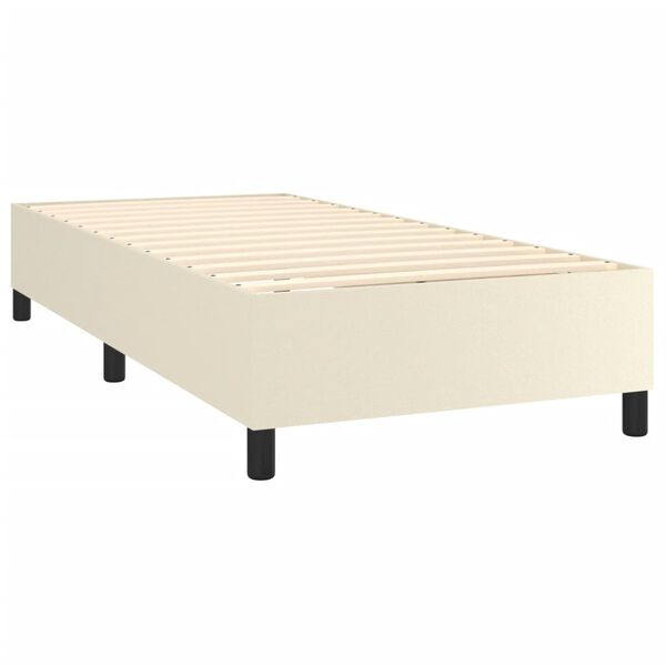 vidaXL Sommier &agrave; lattes de lit avec matelas Cr&egrave;me 90x200 cm Similicuir