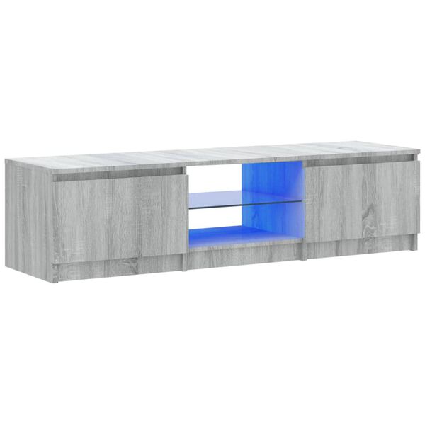 vidaXL Meuble TV avec lumi&egrave;res LED Sonoma gris 140x40x35,5 cm