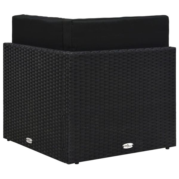 vidaXL Canapé d'angle sectionnel Résine tressée Noir