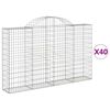 vidaXL Paniers à gabions arqués 40 pcs 200x30x120/140 cm Fer galvanisé