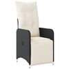 vidaXL Chaise inclinable de jardin avec coussins noir r&eacute;sine tress&eacute;e