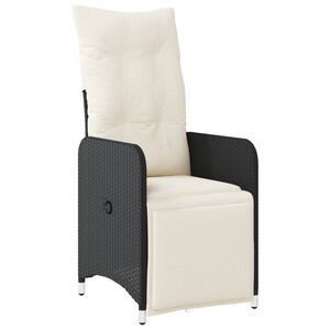 vidaXL Chaise inclinable de jardin avec coussins noir r&eacute;sine tress&eacute;e