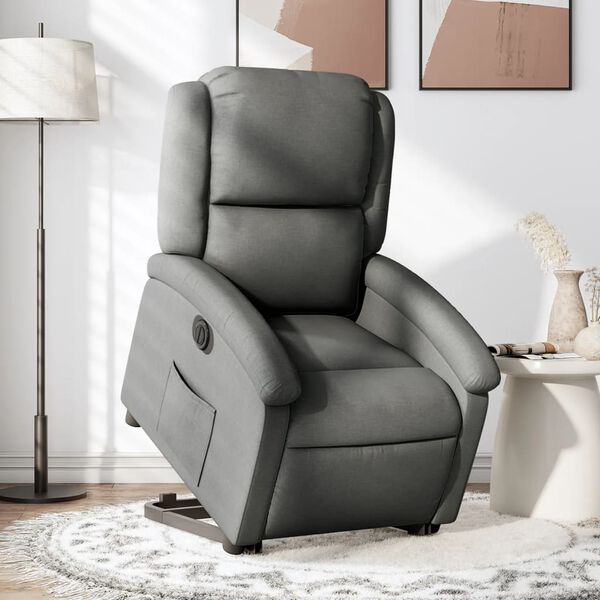 vidaXL Fauteuil inclinable &eacute;lectrique gris fonc&eacute; tissu