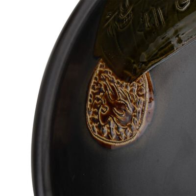 vidaXL Vasque à poser noir rond Φ41x14 cm céramique