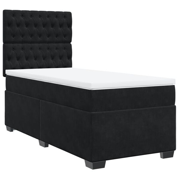 vidaXL Sommier &agrave; lattes de lit avec matelas Noir 100x200 cm Velours