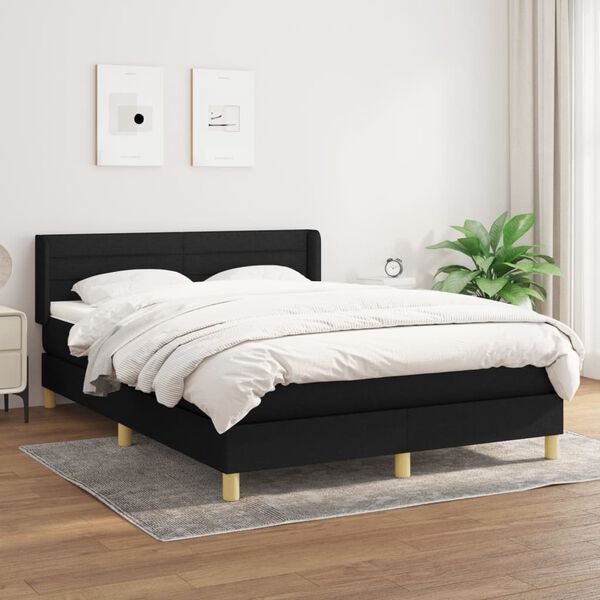 vidaXL Sommier &agrave; lattes de lit avec matelas Noir 140x200 cm Tissu