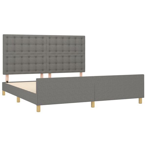 vidaXL Cadre de lit sans matelas gris fonc&eacute; tissu