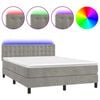 vidaXL Sommier &agrave; lattes de lit avec matelas LED Gris clair 140x200 cm
