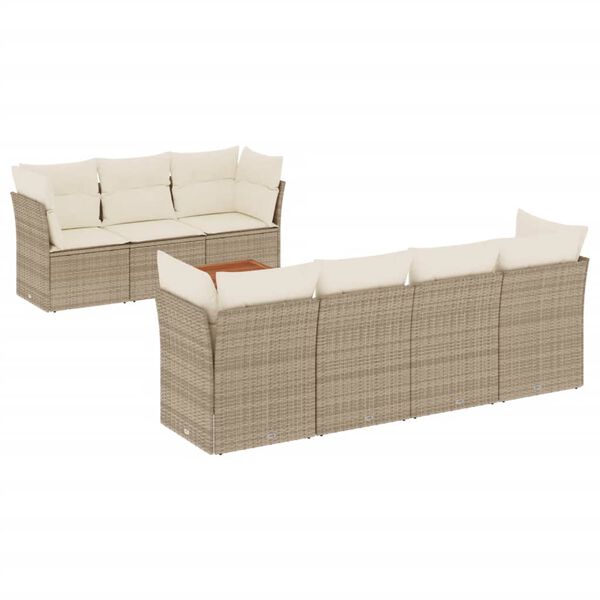 vidaXL Salon de jardin avec coussins 8 pcs beige r&eacute;sine tress&eacute;e