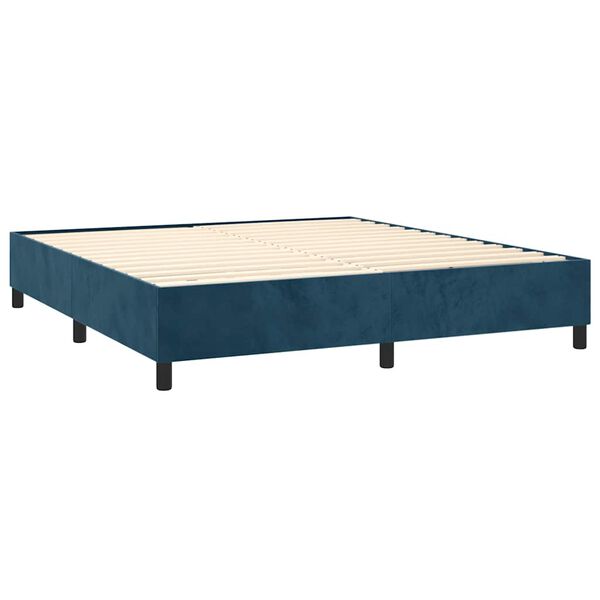 vidaXL Sommier &agrave; lattes de lit et matelas Bleu fonc&eacute; 200x200cm Velours