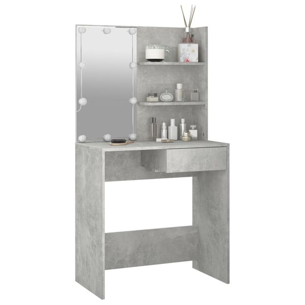 vidaXL Coiffeuse avec LED Gris b&eacute;ton 74,5x40x141 cm