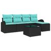 vidaXL Ensemble de Canap&eacute;s 6 pc Noir et turquoise polyrotin