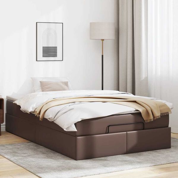 VidaXL Cadre de lit ottoman avec matelas marron 120x200 cm similicuir