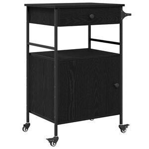 vidaXL Chariot de cuisine Ch&ecirc;ne noir 56 x 43 x 89,5 cm