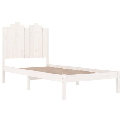 vidaXL Cadre de lit Blanc Bois de pin massif 75x190 cm Petit simple