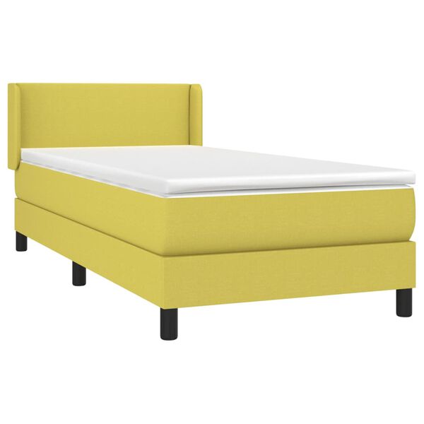 vidaXL Sommier &agrave; lattes de lit avec matelas Vert 100x200 cm Tissu