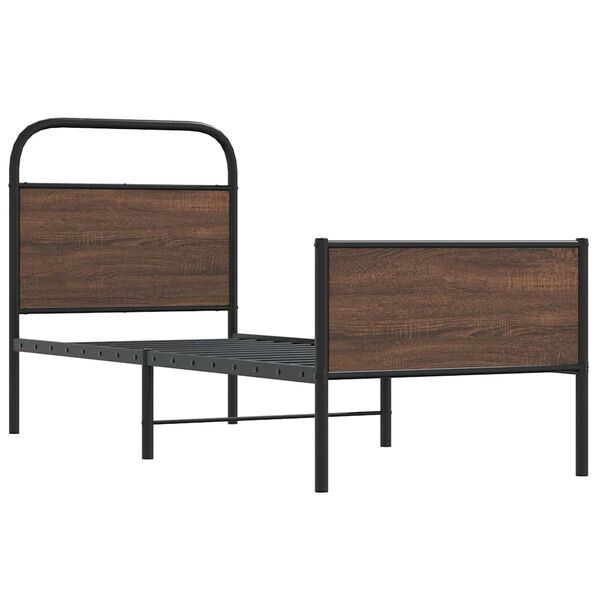 vidaXL Cadre de lit sans matelas 75x190cm ch&ecirc;ne marron bois ing&eacute;nierie