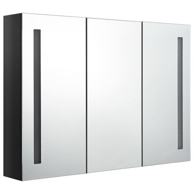 vidaXL Armoire de salle de bain à miroir LED 89x14x62 cm noir brillant