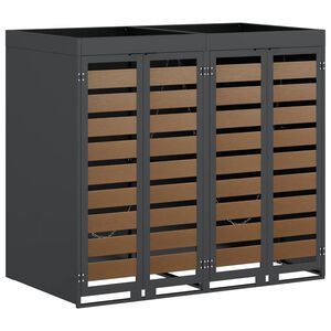 vidaXL Rangement de poubelle &agrave; roulettes pour 2 poubelles Acier