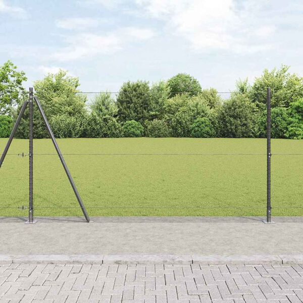 vidaXL Cl&ocirc;ture avec poteaux Gris 1.2 x 25 m Acier recouvert de PVC