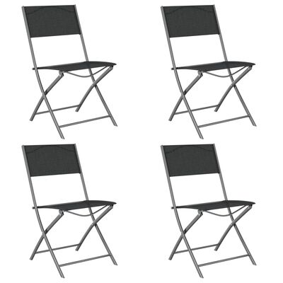 vidaXL Chaises d'extérieur pliables lot de 4 Noir Acier et textilène