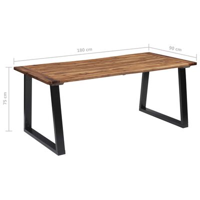 vidaXL Table de salle à manger Bois d'acacia massif 180x90 cm