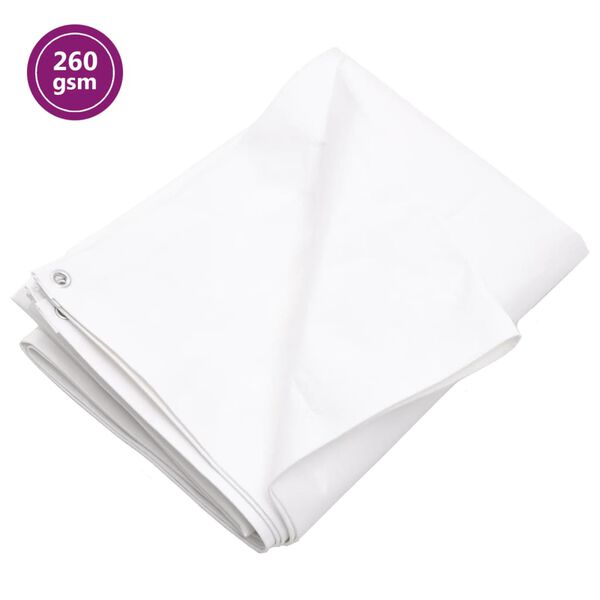 vidaXL B&acirc;che 260 g/m&sup2; 6x12 m Blanc PEHD