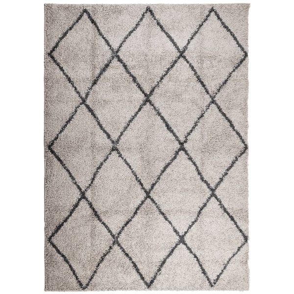 vidaXL Tapis shaggy &agrave; poils longs moderne beige anthracite 240x340 cm