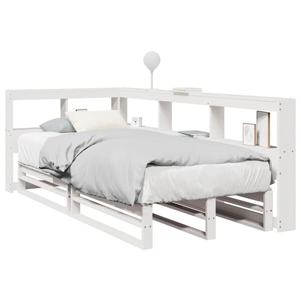 vidaXL Lit biblioth&egrave;que sans matelas blanc 90x190cm bois de pin massif