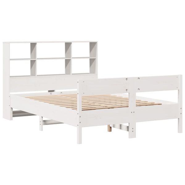 vidaXL Lit biblioth&egrave;que sans matelas blanc 160x200 cm bois pin massif