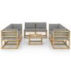 vidaXL Salon de jardin 9 pcs avec coussins bois de pin impr&eacute;gn&eacute;